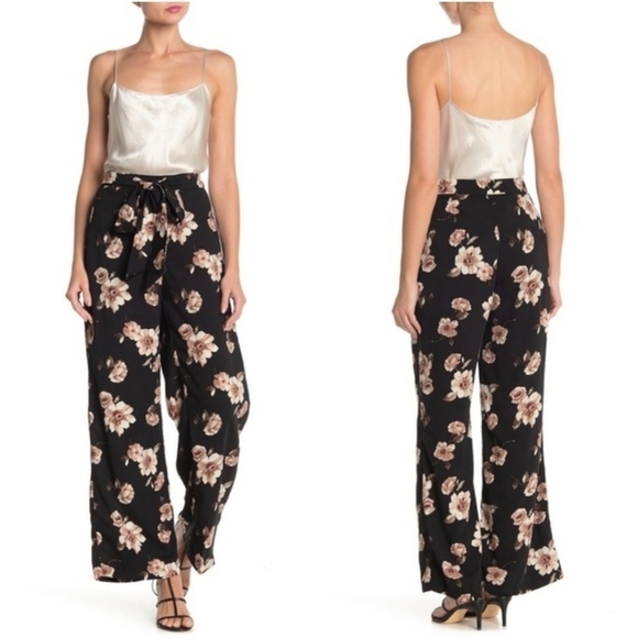 NEW J.O.A. Los Angeles Floral Palazzo Pants with Tie Size XS - Picture 1 of 17